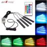 AllExtreme EX09LRC 4X 9 LED Multi-Colour RGB Car Interior Decorative Light Car Under Dash Interior Floor Strip Lightning Kit with Car Charger and Sounds Activated Wireless IR Remote Control (6W)