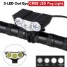 Allextreme EX3OEB1 3 LED Owl Eye Waterproof CREE LED Fog Light with High Beam/Low Beam Function for Bike/Motorcycle and Cars (30W, Black, 1 PC)