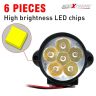 Allextreme EX12LDWS 6 LED Fog Light White Light Waterproof Mirror Mount Driving Work Lamp with Mounting Holes for Motorcycles and Cars (9W, 2 PCS)