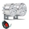 AllExtreme EX9FLS2 9 LED Round Fog Light Heavy Duty Waterproof Silver Body Spot Beam Pod Work Lamp with Handlebar Switch for Motorcycle Jeep SUV Car and Truck (9W, White Light, 2 PCS)