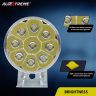AllExtreme EX9FLS2 9 LED Round Fog Light Heavy Duty Waterproof Silver Body Spot Beam Pod Work Lamp with Handlebar Switch for Motorcycle Jeep SUV Car and Truck (9W, White Light, 2 PCS)