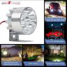 AllExtreme EX9FLS2 9 LED Round Fog Light Heavy Duty Waterproof Silver Body Spot Beam Pod Work Lamp with Handlebar Switch for Motorcycle Jeep SUV Car and Truck (9W, White Light, 2 PCS)