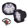 Allextreme EX9FWS2 Imported 9 LED Fog Light Spot Beam Water-Resistant Heavy Duty Pod Driving Work Lamp with Handlebar Switch for Motorcycle Bike Car (15W, White, 2 PCS)