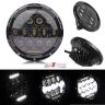 Allextreme EXLHLS2 7inch Round Ring 13 LED Headlight with Turn Signal Lights for Jeep Wrangler (12-30V, 75W, Pack of 2)