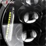 Allextreme EXLHLS2 7inch Round Ring 13 LED Headlight with Turn Signal Lights for Jeep Wrangler (12-30V, 75W, Pack of 2)