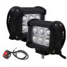 Allextreme Universal 6 LED Fog Light Spot Flood Water Resistant Driving Lamp with Handlebar Switch for Motorcycle Bike Car Off-road ATV SUV (18 W, 2 Pcs)