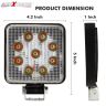 Allextreme EX9LSYW1 9 LED Square Fog Light 4 Inch Waterproof Flood Spot Combo Beam Driving Strobe Lamp for Car, Bike and Motorcycles (27W, White and Yellow, 1 PC)