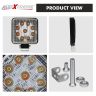 Allextreme EX9LSYW1 9 LED Square Fog Light 4 Inch Waterproof Flood Spot Combo Beam Driving Strobe Lamp for Car, Bike and Motorcycles (27W, White and Yellow, 1 PC)