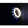 Allextreme EPLH07 High Intensity Led Projector Lamp Dual Heart Ring COB LED Headlight with Hi/Low Beam and Flasher Function for All Bikes (15W, Blue White & Red)