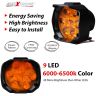 Allextreme EX9FYS2 Imported 9 LED Fog Light Spot Beam Waterproof Heavy Duty Pod Driving Work Lamp with Handlebar Switch for Bike Car and SUV (15W, Yellow Light, 2 PCS)