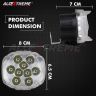 Allextreme EX9FM1B 9 LED Fog Light with Red & Blue Beads and Multicolor Strobe Flash Waterproof White Spot Beam Driving Lamp for Motorcycle Bike Car SUV (20W, 1 PC)