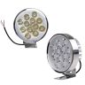 Allextreme EX12W2 12 LED Round Fog Light Spot Strobe Beam Driving Lamp with ON/OFF Switch for Motorcycle, Car, SUV and Bikes (24W, White, 2 Pcs)