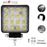 Allextreme EX16FW1P 16 LED Fog Light Waterproof Square Led Flood Lamp Offroad Driving Work Light for Bikes Cars and Motorcycle (48W, White Light)