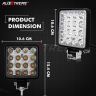 Allextreme EX16WY01 16 LED Square Fog Light 4 Inch Waterproof Driving Spot Lamp for Car, Motorcycle (48W, White & Amber) (PACK - 1)