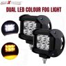 Allextreme EX6LD2F Waterproof 6 LED Fog Light Combo Beam Waterproof Heavy Duty Work Lamp for Motorcycle Bike Car and SUV (18W, White & Yellow, 2 PCS)