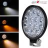 Allextreme EX14WY2 14 LED Round Fog Light 4 Inch Waterproof Driving Spot Strobe Lamp for Car, Motorcycle (42W, White & Amber, 2 PCS)