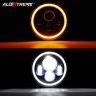 Allextreme 7 Inch Full Ring Round LED Headlight with Hi/Low Beam and Angel Eye Lamp Compatible with Royal Enfield Bullet, Harley Davidson Jeep Wrangler (Pack of 2)