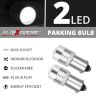 Allextreme EXBA9DW BA9S 2 PCS LED Parking Light 1 W Super Bright White 2 SMD Car Interior License Plate Wedge Dome Trunk Dashboard Bulb for Car Bike and Motorcycle (White)