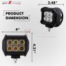 Allextreme EX6L2WS Waterproof 6 LED Fog Light Combo Beam Waterproof Heavy Duty Work Lamp With On/Off Switch for Motorcycle Bike Car and SUV (18W, White & Yellow, 2 PCs)