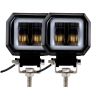 Allextreme EX3HR2W 2.5 Inch Square White Fog Light with Red Halo Angel Eye Ring for Bike Motorcycle Car and Off Road SUV (20W, 2 Pcs)