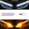 AllExtreme EXDRLY2B Flexible Silica Gel Daytime Running Strip Light Auto LED Strip Soft Tube Lamp Turn Signal Light for Bikes Cars and Home Decoration Front (Blue + Yellow)