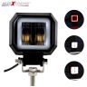 Allextreme EX3HR1W 2.5 Inch Square White Fog Light with Red Halo Angel Eye Ring for Bike Motorcycle Car and Off Road SUV (20W, 1 Pc)