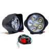 Allextreme EX06L3S 6 LED Fog Light White Light Waterproof Mirror Mount Driving Work Lamp with On/Off Switch for Motorcycles and Cars (10W, 2 PCs)