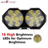 Allextreme EXF18LS 18 LED Fog Light Spot Beam Waterproof Heavy Duty White Pod Driving Lamp for Motorcycle Bike Car SUV (30W, Spot + Strobe Lamp)