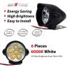 Allextreme EX12RLW 6 LED Fog Light White Light Waterproof Mirror Mount Driving Work Lamp with Switch and Mounting Holes for Motorcycles and Cars (9W, 2 PCS)