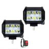 Allextreme EX5D6S2 6 LED Fog Light Waterproof 5D Spot Beam Work Lamp with Handlebar Switch for All Bike Cars SUV and Motorcycles (18W, White Light, 2 PCS)