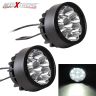 Allextreme EX9LWS2 9 LED Mirror Mount Fog Light Adjustable Angle Spot Beam Waterproof Driving Lamp with Handlebar Switch for Motorcycle Cars and Bike (18W, White Light, 2 Pcs)