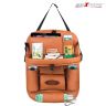 Allextreme EXFTCOT2 Universal PU Leather Auto Car Seat Back Organizer with Foldable Dining Table Tray, Multipocket Storage Tablet, Bottle and Tissue Paper Holder (Tan, 2Pcs)