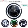 Allextreme EX7IL99 75W 8 LED Round Headlight with Full Ring Tricolor DRL Angel Eyes & Hi/Low Beam Compatible with Royal Enfield, Jeep & Harley Davidson (7 Inch, Pack of 1)