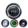 Allextreme 15 LED Round Headlight with Full Ring Tricolor DRL Angel Eyes & Hi/Low Beam Compatible with Royal Enfield, Jeep & Harley Davidson (Pack of 1)