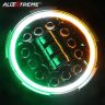 Allextreme 15 LED Round Headlight with Full Ring Tricolor DRL Angel Eyes & Hi/Low Beam Compatible with Royal Enfield, Jeep & Harley Davidson (Pack of 1)