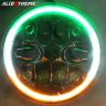 Allextreme EX7SB22 11 LED 7 Inch Round Headlight with Full Ring Tricolor DRL Angel Eyes & Hi/Low Beam Compatible with Royal Enfield, Jeep & Harley Davidson (75W, Pack of 1)