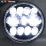 Allextreme EX7SB22 11 LED 7 Inch Round Headlight with Full Ring Tricolor DRL Angel Eyes & Hi/Low Beam Compatible with Royal Enfield, Jeep & Harley Davidson (75W, Pack of 1)