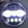 Allextreme EX7SB22 11 LED 7 Inch Round Headlight with Full Ring Tricolor DRL Angel Eyes & Hi/Low Beam Compatible with Royal Enfield, Jeep & Harley Davidson (75W, Pack of 1)