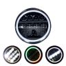 Allextreme 12 LED Round Headlight with Full Ring Tricolor DRL Angel Eyes & Hi/Low Beam Compatible with Royal Enfield, Jeep & Harley Davidson (Pack of 1)