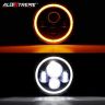 Allextreme 7 Inch Full Ring Round LED Headlight with Hi/Low Beam and Angel Eye Lamp Compatible with Royal Enfield Bullet, Harley Davidson Jeep Wrangler (Pack of 1)