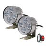 Allextreme EX42P 4 LED Small Round Fog Lamp Waterproof Off Road Driving Worklight with Mounting Brackets for Car, Boat and Cruiser Bikes (12W, White Light, Pack of 2)