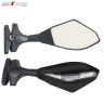 AllExtreme EXTSRM2 Universal Motorcycle Rearview Side Mirrors with LED Turn Signal Indicator Adjustable Bike Rear View Mirror for R15 & Other Full Flared Bikes (Amber Yellow)