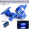 AllExtreme EXANPU1 Universal Adjustable Motorcycle Number License Plate Aluminum Alloy Holder Mount Bracket for All Bikes (Blue)