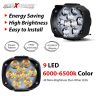 Allextreme EX9FWYP Imported 9 LED Fog Light Spot Beam Waterproof Heavy Duty Pod Driving Work Lamp for Motorcycle Bike Car and SUV (15W, White and Amber, 2 PCS)
