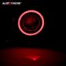 AllExtreme EXU7BR2 U7 CREE LED Fog Light Work Lamp with Hi/Low, Flashing Beam and Red Angel Eye Ring for Cars and Motorcycles (12W, Red & White Light, 2 PCS)