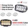 Allextreme EXL21WW Imported Universal 8 LED Fog Light Off/On Road Driving Work Lamp for Bike Cars and Motorcycle (12W, White Light, 2 PCS)
