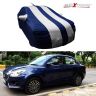 Allextreme D7005 Car Body Cover Compatible with Maruti Suzuki Dzire Custom Fit Dustproof UV Heat Resistant Indoor Outdoor Body Protection (Blue-Silver with Mirror)