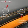 Allextreme PU Leather Bike Seat Cover with Cushioning Anti-Slip Water-Resistant Shock Absorbent & Brand Name Design for Royal Enfield Classic 350cc