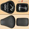 Allextreme PU Leather Bike Seat Cover with Cushioning Anti-Slip Water-Resistant Shock Absorbent & Brand Name Design for Royal Enfield Classic 350cc