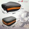 Allextreme PU Leather Bike Seat Cover with Cushioning Anti-Slip Water-Resistant Shock Absorbent & Brand Name Design for Royal Enfield Classic 350cc